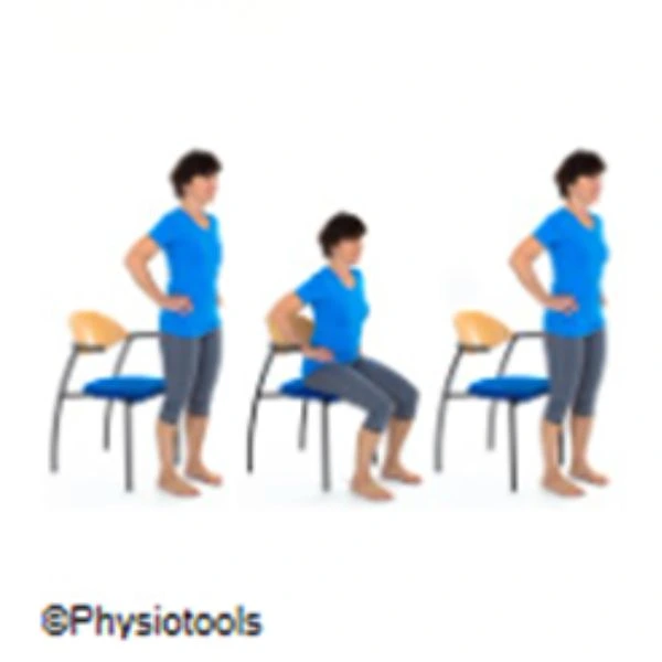woman demonstrating a seated squat exercise
